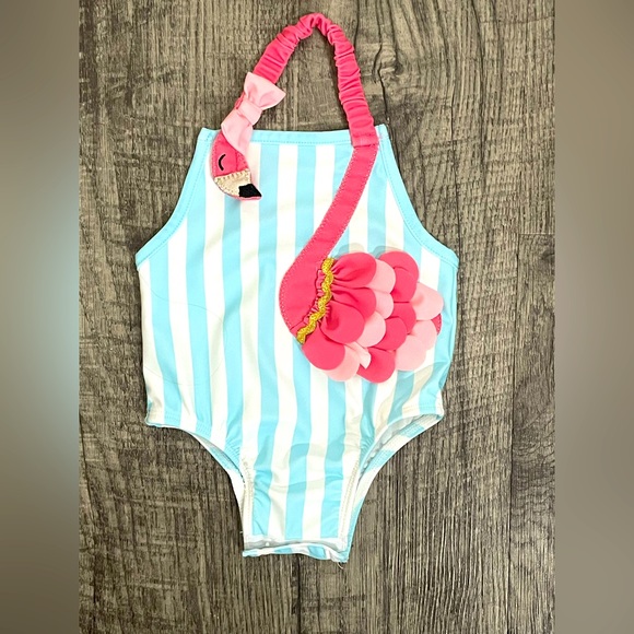Mud Pie Swim Mud Pie Flamingo Blue And Pink Striped Swimsuit 69m Poshmark